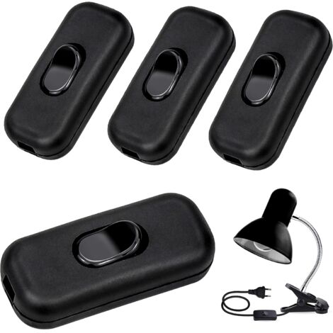 Rocker Switch, 4 Pcs Inline Switch Double Pole Inline Cord Switch 6A, 250V Rocker Switch for Small Appliance or Lamp(Black)