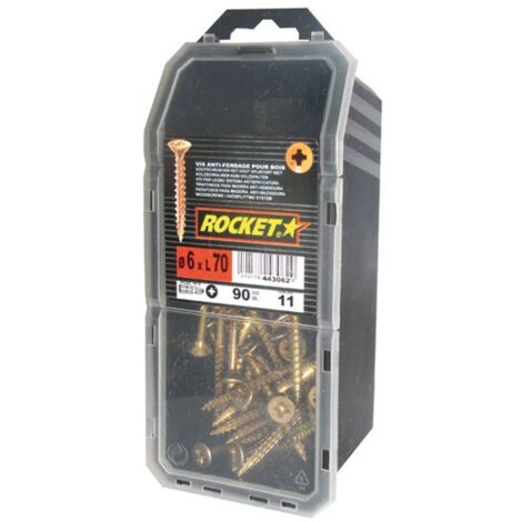 Rocket vis tête fraisée Pozi acier bichromaté 6x70 mm 90 pcs