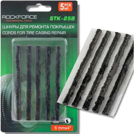 ROCKFORCE Lot de 5 cordons de réparation de pneus, 6 x 100 mm