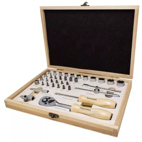 Rockforce Set de clés 1/4" 38 pièces, outils de de haute qualité pour les travaux mécaniques et de précision, comprend des clés et des accessoires, conception durable et polyvalente.