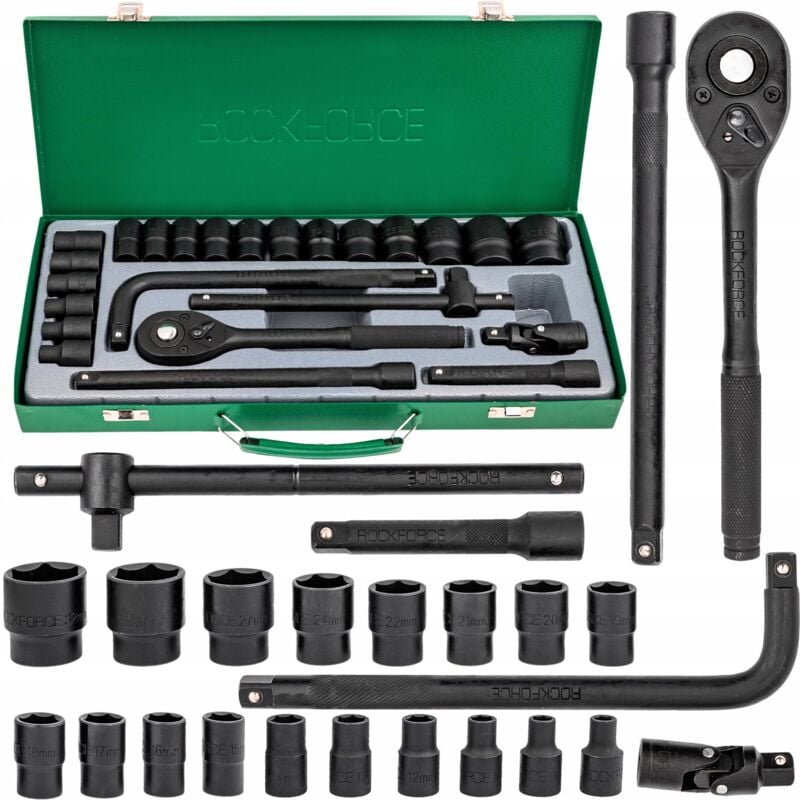 Rockforce zestaw kluczy udarowych 24el. 1/2 6kąt. (8-32mm)