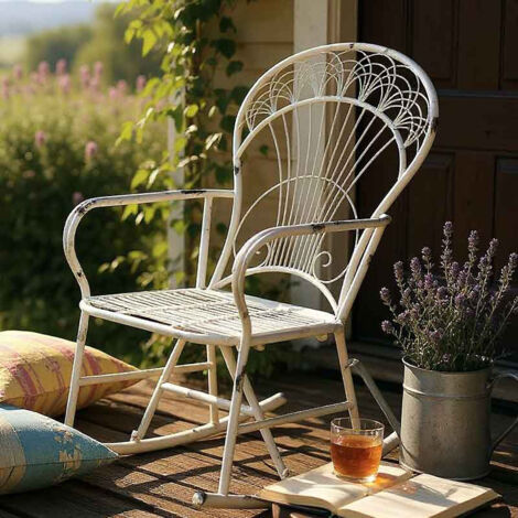 Rocking chair blanche 60x79x104cm