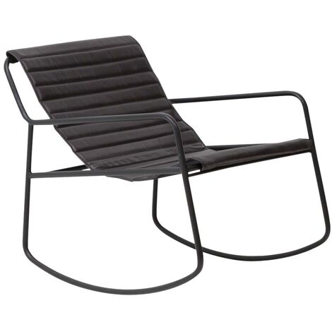 Rocking chair en cuir noir Sydney