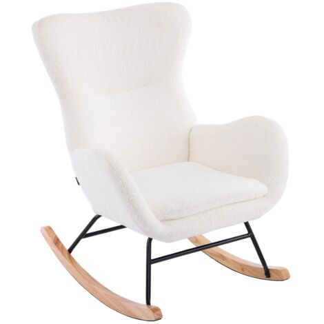 Rocking-chair en tissu bouclé beige - Béa