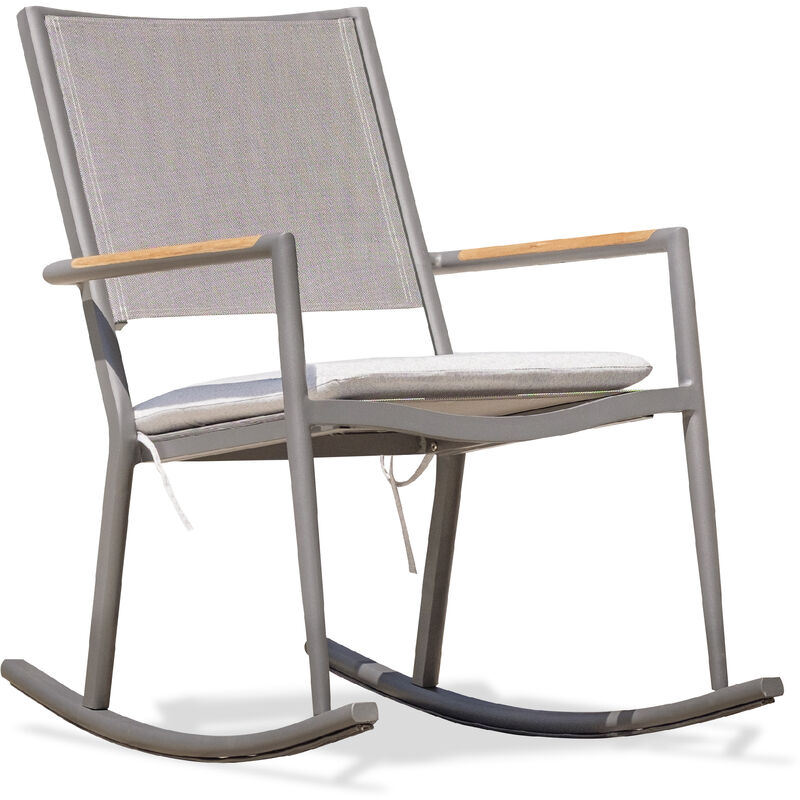 honfleur - fauteuil à bascule de jardin en aluminium toile plastifiée anthracite paris garden