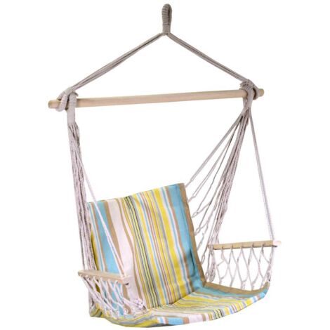 Rocking chair in yellow striped fabric cm50h100