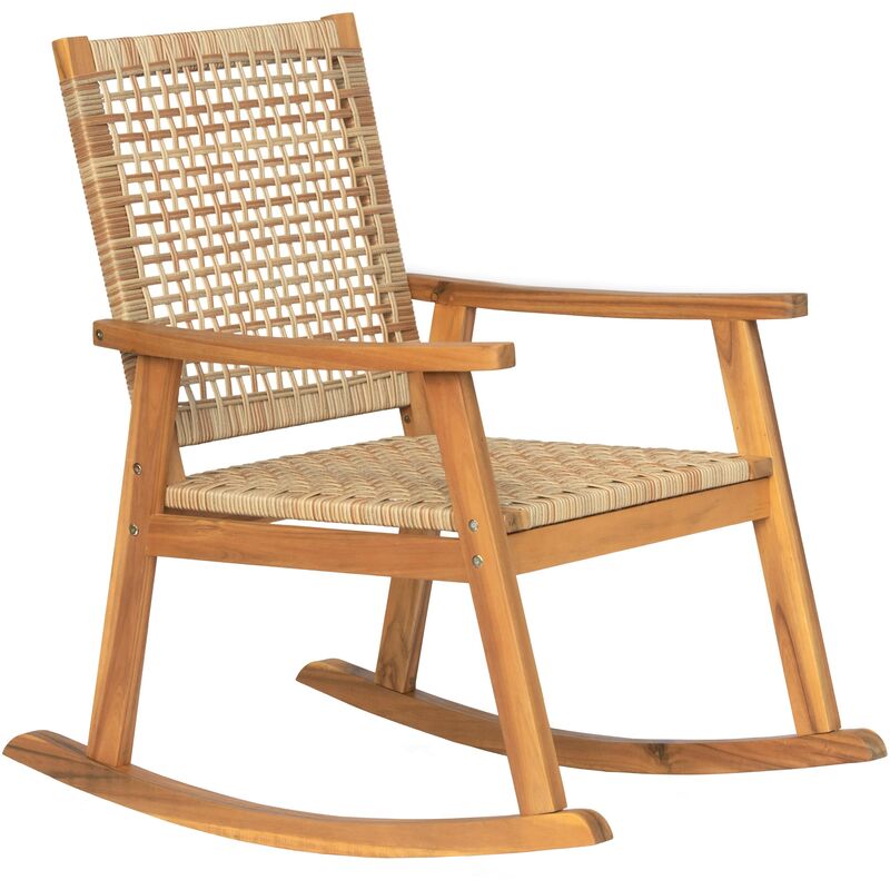 Nordlys - Rocking chair interieur exterieur en Acacia et Corde