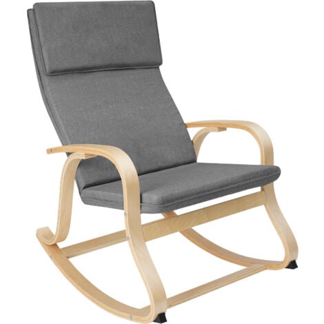 Rocking Chair Roca - with armrests, comfortable padding and floor protectors - Rocking chair, rocking chair, relaxation chair - light grey
