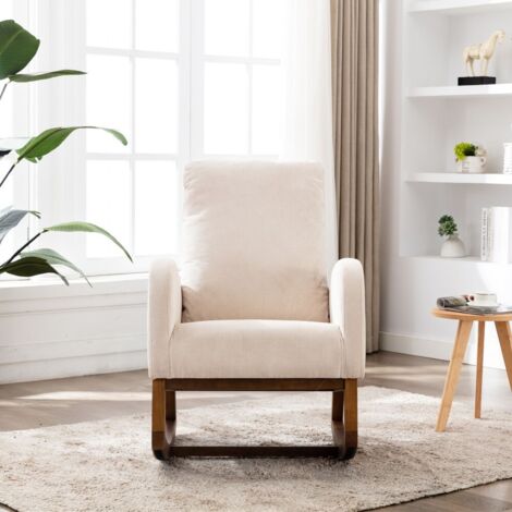 Rocking chair style mid-siècle moderne-haut dossier rembourré-pour salon et chambre-convient chambre d'enfant-68.83x93.97x100.83cm