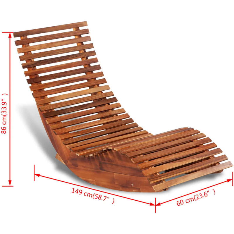vidaXL Wooden Rocking Sun Lounger Acacia Hardwood Garden Sunbed Recliner Curved vidaXL Wooden Rocking Sun Lounger Acacia Hardwood Garden Sunbed Recliner Curved