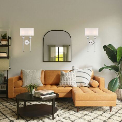 Rockland Applique murale à 2 ampoules nickel poli, fausse soie