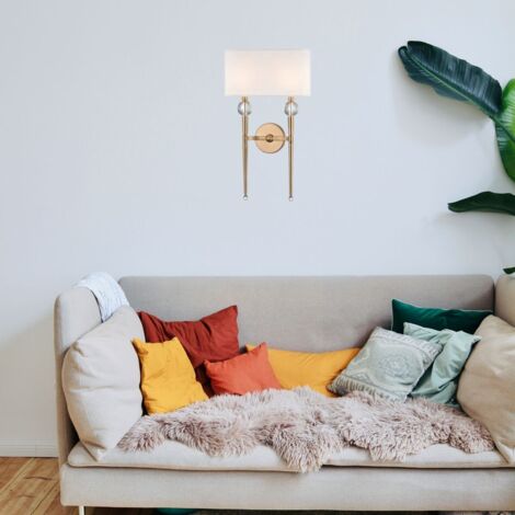 Rockland Applique murale à 2 lumières en laiton, fausse soie