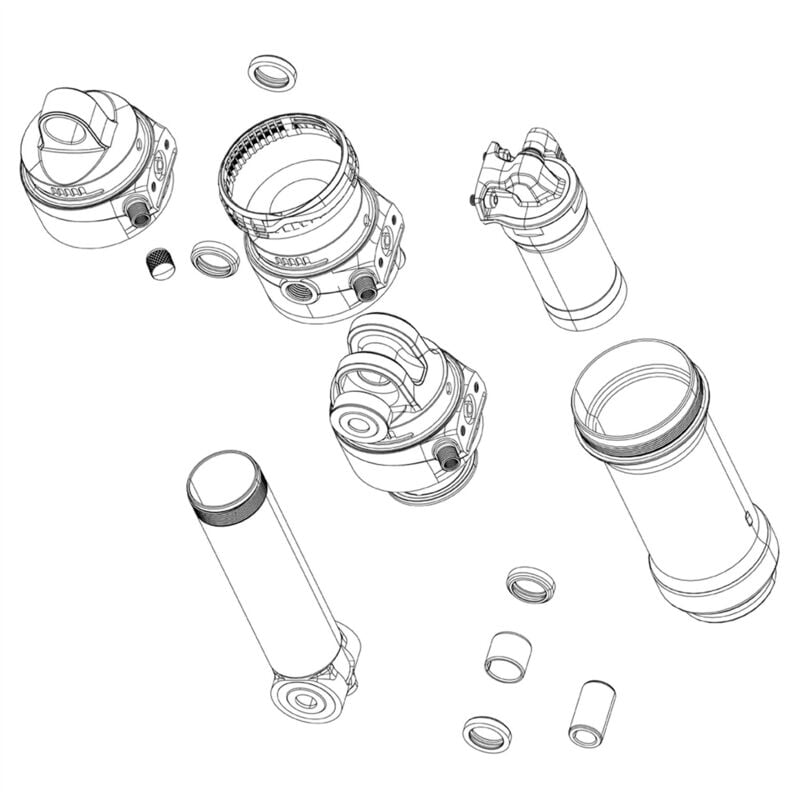 Rockshox Spare - Rear Shock Damper Body - Thrushaft (Includes Damper Body, Bushing & Seals) - Super Deluxe Thrushaft C1 (2021): 62.5mm - Ssp8054002