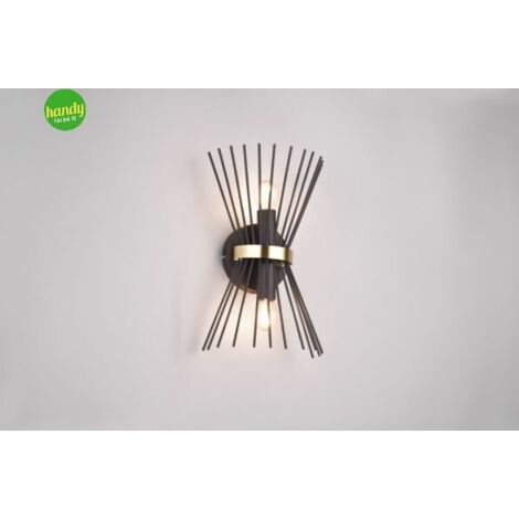 ROD APPLIQUE BACCHETTE DI METALLO NERO E ORO A BI-EMISSIONE H. 31CM 2 LUCI ATTACCO E14