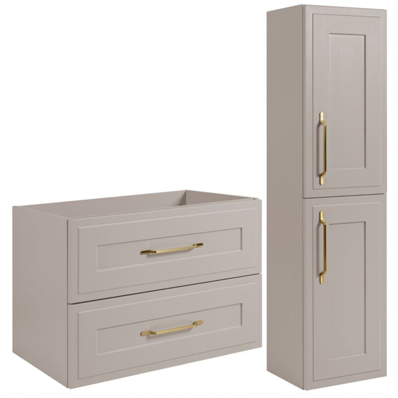 Ensemble de meubles de salle de bains - 80 cm & 136 cm - Cachemire mat - Design élégant - Matériaux de haute qualité - Armoire de salle de bains