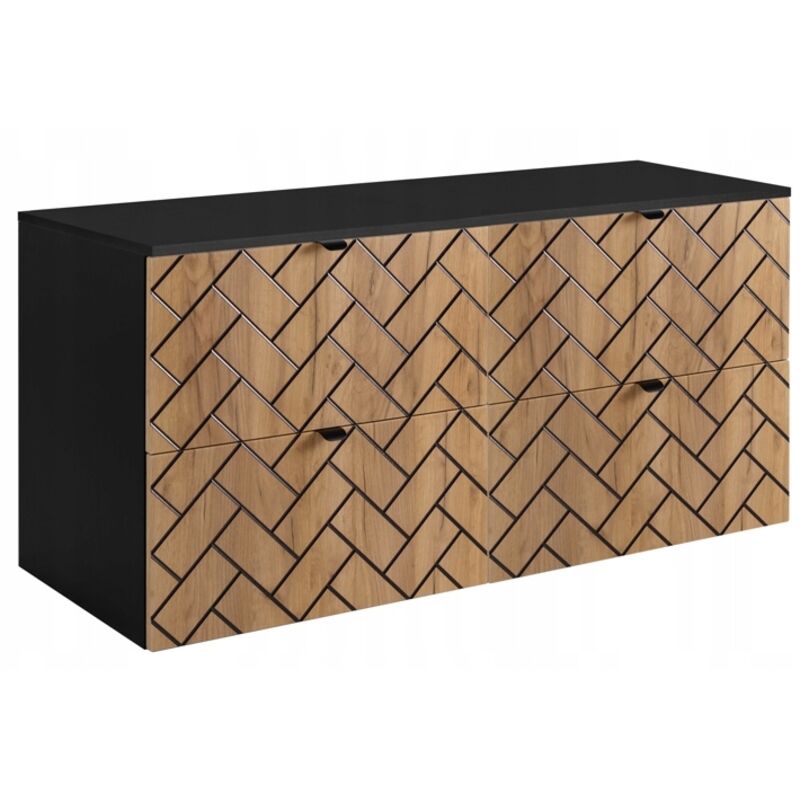 Meuble sous lavabo 120 cm - Marron Mat - Meubles de salle de bain - Meubles sous lavabo - Plan de travail noir