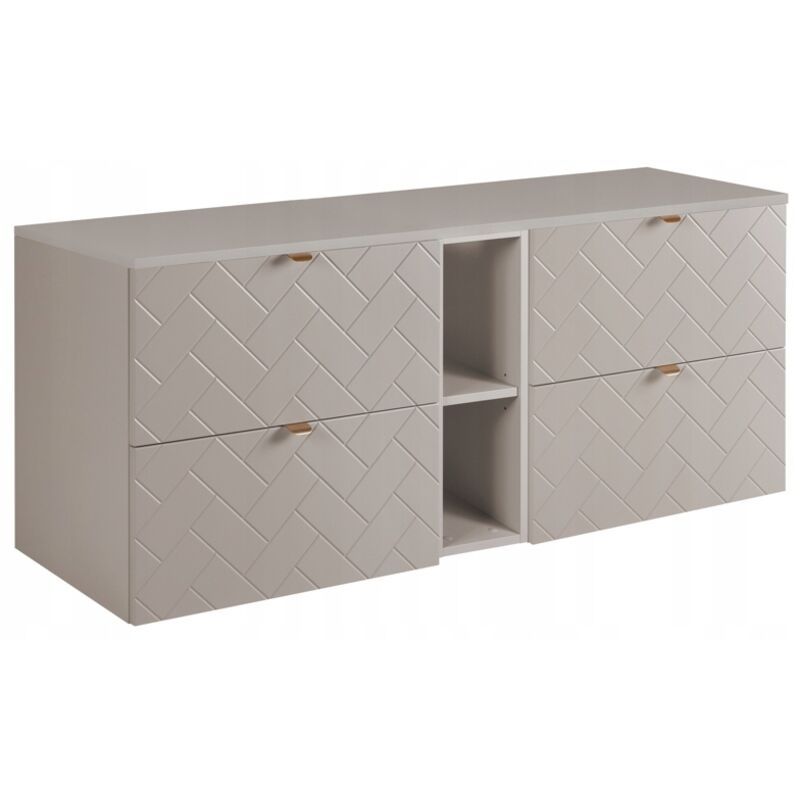 Meuble sous lavabo 140 cm - Beige Mat - Armoires de Salle de Bains - Meubles de Salle de Bains - Vasque Sous-meuble - Plan de Travail - Bibliothèque