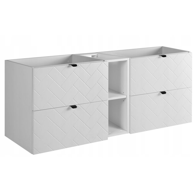 Meuble sous lavabo 140 cm - Blanc Mat - Armoires de salle de bains - Meubles de salle de bains - Vasque Sous-meuble - Sans plateau - Bibliothèque