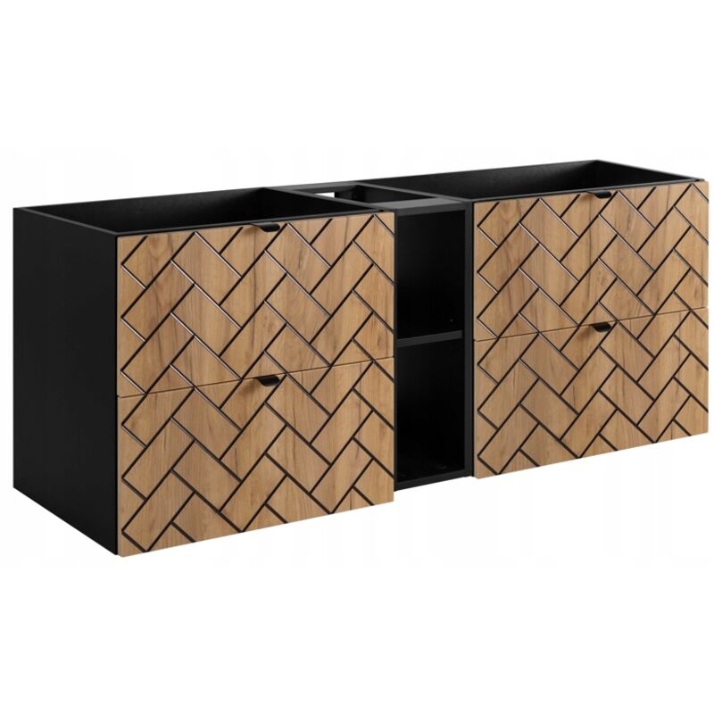 Meuble sous lavabo 140 cm - Marron Mat - Meubles de salle de bain - Meubles sous lavabo - Sans plateau - Bibliothèque