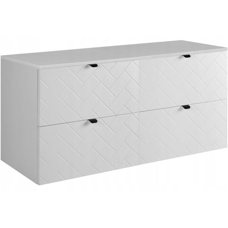 Meuble sous-vasque 120 cm - Blanc Mat - Armoires de salle de bains - Meubles de salle de bains - Vasque Sous-meuble - Plan de travail blanc