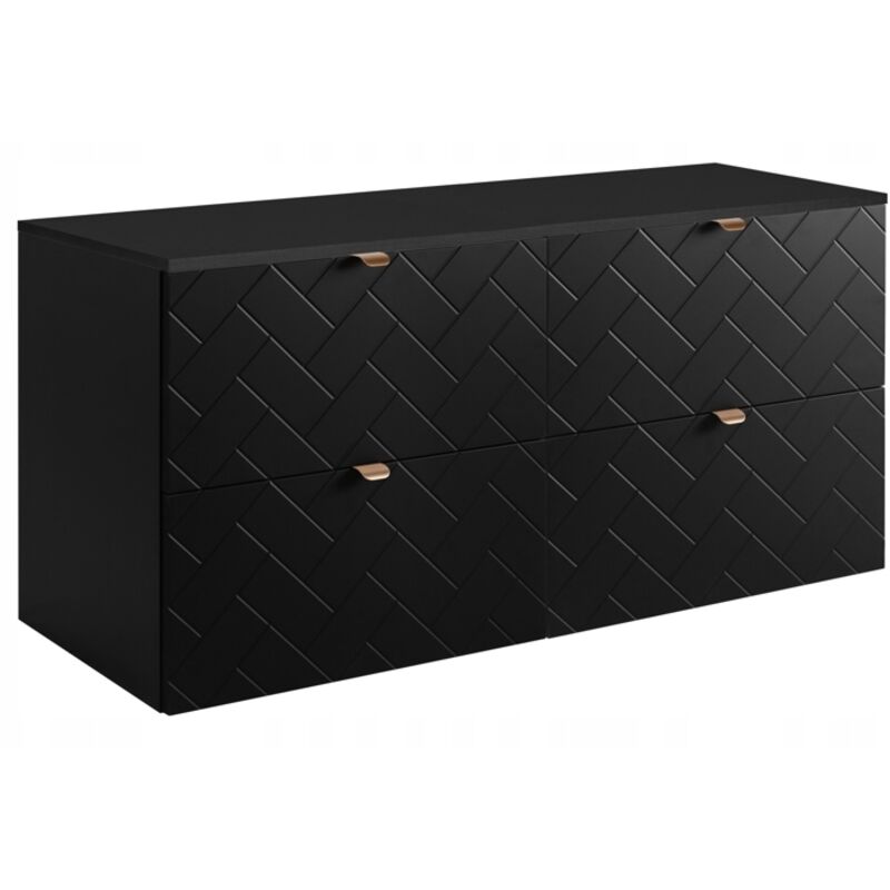 Meuble sous-vasque 120 cm - Noir Mat - Armoires de salle de bains - Meubles de salle de bains - Vasque Sous-meuble - Plan de travail noir