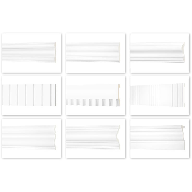 Rodapié plano de 2 metros - Rodapié de pu liso, duro, resistente los impactos - Perfect ad Serie 2: AD367 - 127x53mm