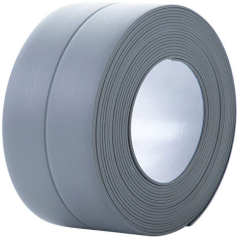 Rodapié de cocina autoadhesivo flexible de PVC, 5 m x 3,8 mm, para baño y cocina, gris (3,8 mm)