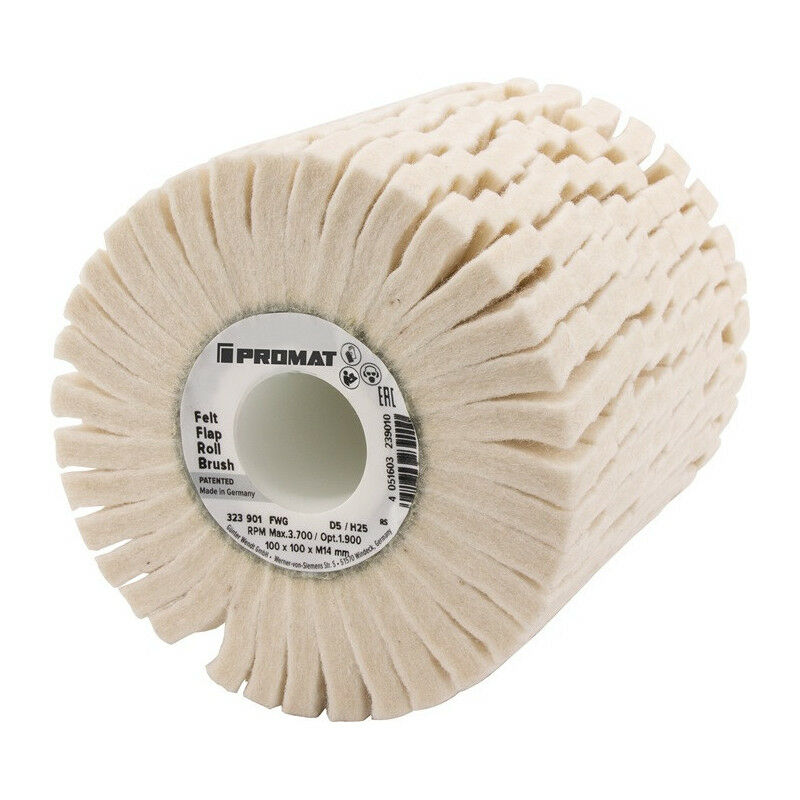 

Rodillo de fieltro satinado H40Cut D5 H40 blanco medio Ø100xW100mm 19mm PROMAT