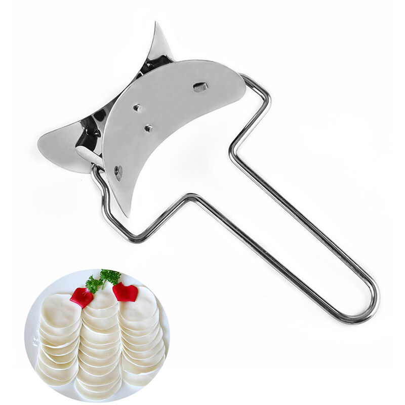 

Rodillo de masa Cortador de pasteleria Envoltura de corteza redonda Cortador rodante para bolas de masa de 3 '' Ravioli Empanada Pierogi Pie, Plata