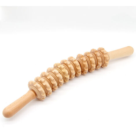 Rodillo de masaje de madera de haya para homeoterapia. Masajeador anticelulítico. Drenaje linfático para piernas. Masajeador anticelulítico.