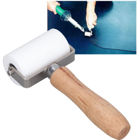 Rodillo de silicona para juntas [70 mm] [acero inoxidable 304/madera] para membranas de PVC/plástico/cubiertas – Diseño desmontable, utilizable en ambas direcciones, resistente al calor hasta 280 °C.