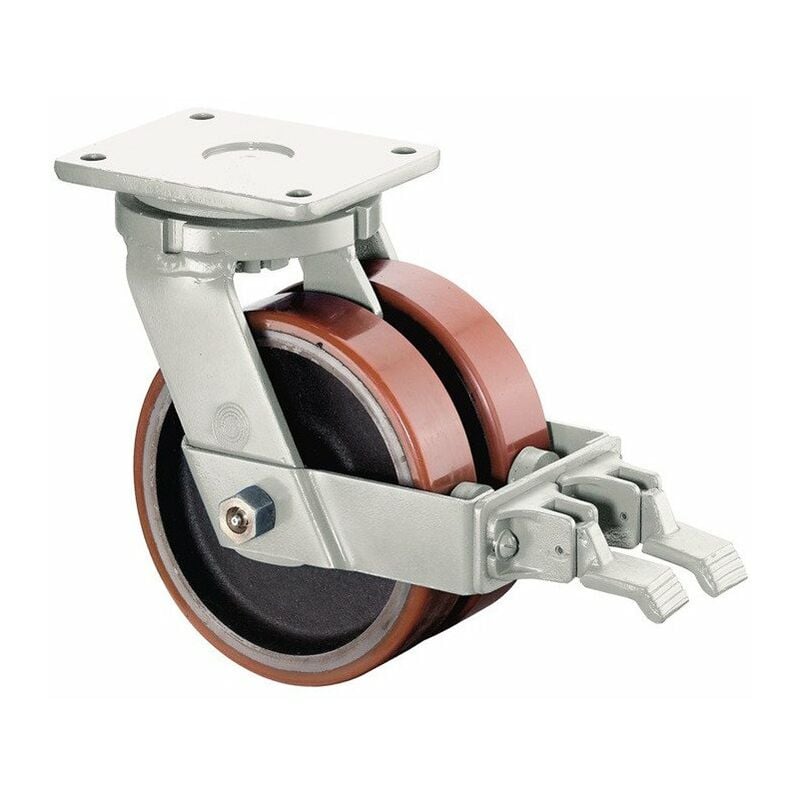 

Rodillo de transporte pesado 150mm 1600kg con PU de fundición fija marrón 175x140mm
