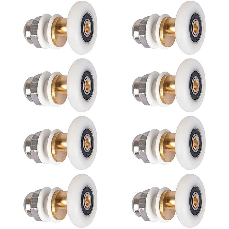 

Rodillo giratorio para puerta de ducha, rodillo para puerta de ducha, rodillo para puerta corredera de repuesto, 8 piezas 25 mm (A)