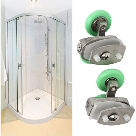 Rodillo [juego de 2 piezas] para puertas correderas de cristal, material: acero inoxidable, color: verde, apto para puertas de 23 mm.