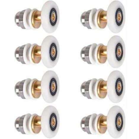 Rodillo para mampara de ducha, rodillos para puertas correderas, rodillos para mamparas de ducha, rueda de repuesto para rodillo con diámetro de rueda de 27 mm, 8 piezas