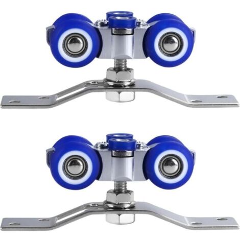 Rodillo para puerta corredera de 2 piezas, rueda de acero inoxidable, rotación de 360°, apto para puertas correderas individuales, plegables y multicorrederas.