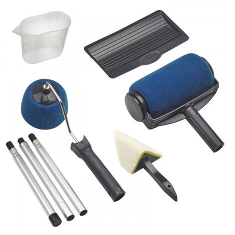 Rodillo pintar con deposito y mango extensible kit 6 piezas