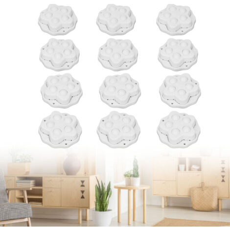 Rodillos adhesivos giratorios 360°, ABS resistente, 12 ruedas, blancos, con cordones adhesivos, para muebles y electrodomésticos.