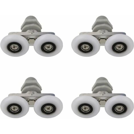 Rodillos dobles para puerta de ducha, rodillos para puerta de ducha, rodillos para puerta de ducha corredera, rodillo de repuesto para ducha de baño, repuestos para baño, 27 mm, 4 piezas