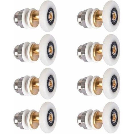 Rodillos para cabina de ducha – rodillos para puerta corredera – rodillos de repuesto – diámetro del rodillo 27 mm – 8 unidades