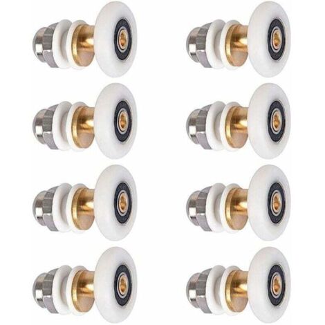 Rodillos para mamparas de ducha, rodillos para puertas corredizas, poleas para mamparas de ducha, ruedas de repuesto, diámetro de rueda de 27 mm, 8 piezas