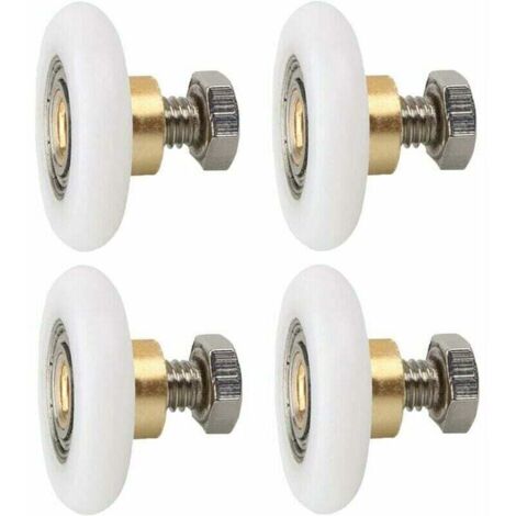 Rodillos para puerta de ducha de 23 mm – Juego de 4 – Nylon con núcleo de cobre – Deslizamiento suave y silencioso
