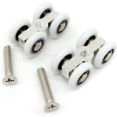 Rodillos para puertas correderas de ducha de cristal – Juego de 2 con tornillos incluidos, instalación fácil y silenciosa.