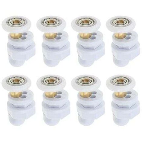 Rodillos para puertas corredizas de vidrio KZQ de 23 mm, 8 piezas, ultra silenciosos, para puertas de ducha y baños de vapor.