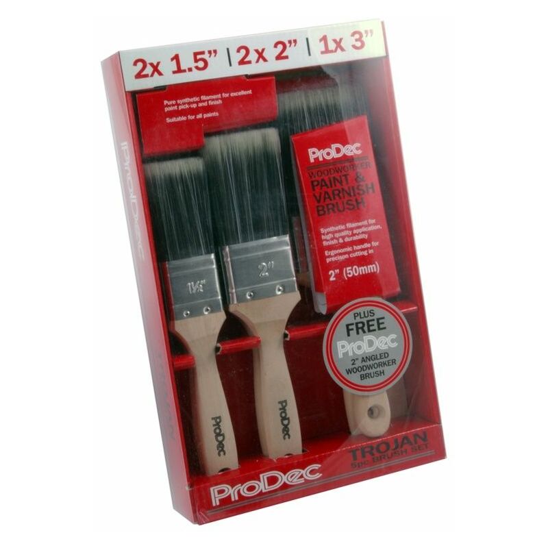 rodo - trojan brush set with free 2 woodworker 5 piece -