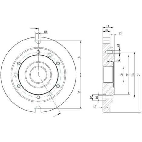 Röhm Grundplatte für CAPTIS-M und Drehfutter / Zylindrischer Zentrieraufnahme futterseitig nach DIN6350, Größe 65/80 / FutterØ 200 - 162401