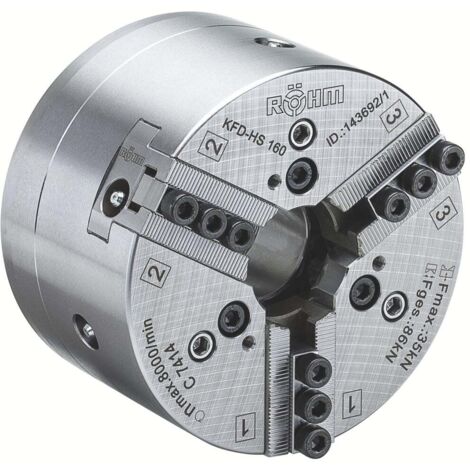 Röhm mandrin à serrage forcé KFD-HS 200, 3 mors, denture pointue 90°, logement de centrage cylindrique - 143888