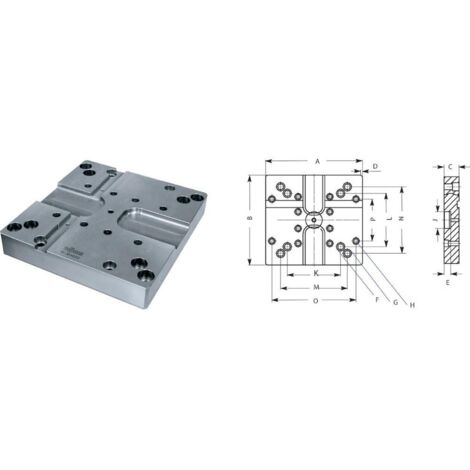 Röhm Standard-Grundplatte GP, 290x270mit DUO-Turm mit NC-Kompaktspanner, für RKE 125 / RKE-M 125 / RKD-M 125 - 164020