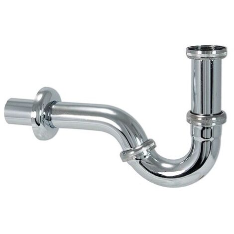 Röhren-Sifon für Bidet DN 32 (1 1/4'') x Ø 32 mm - Messing verchromt - mit Rosette