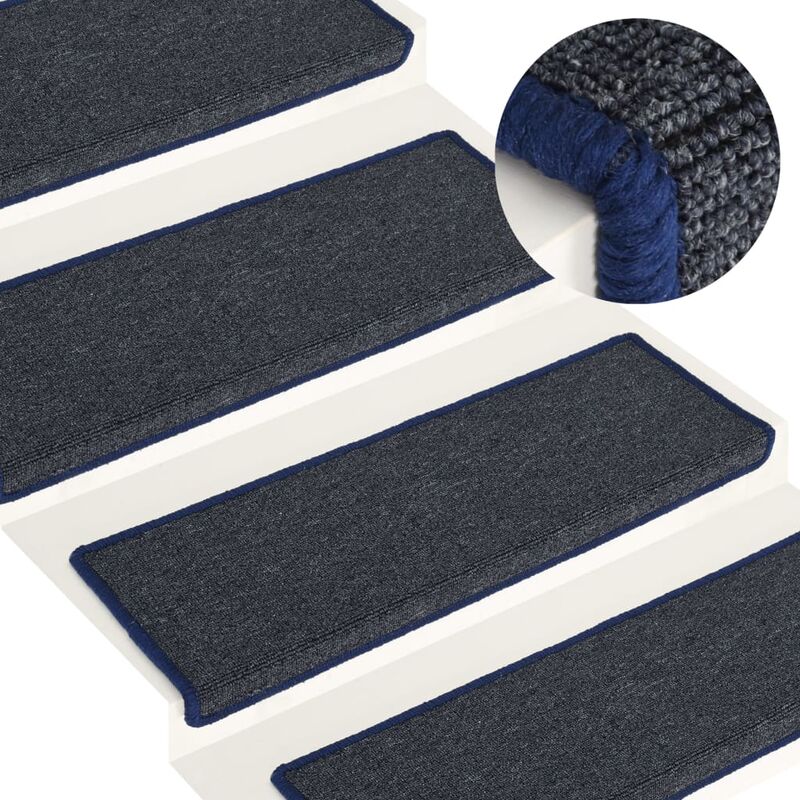 

alfombras de peldaños de escalera 15 uds gris y azul 65x25 cm - Rogal